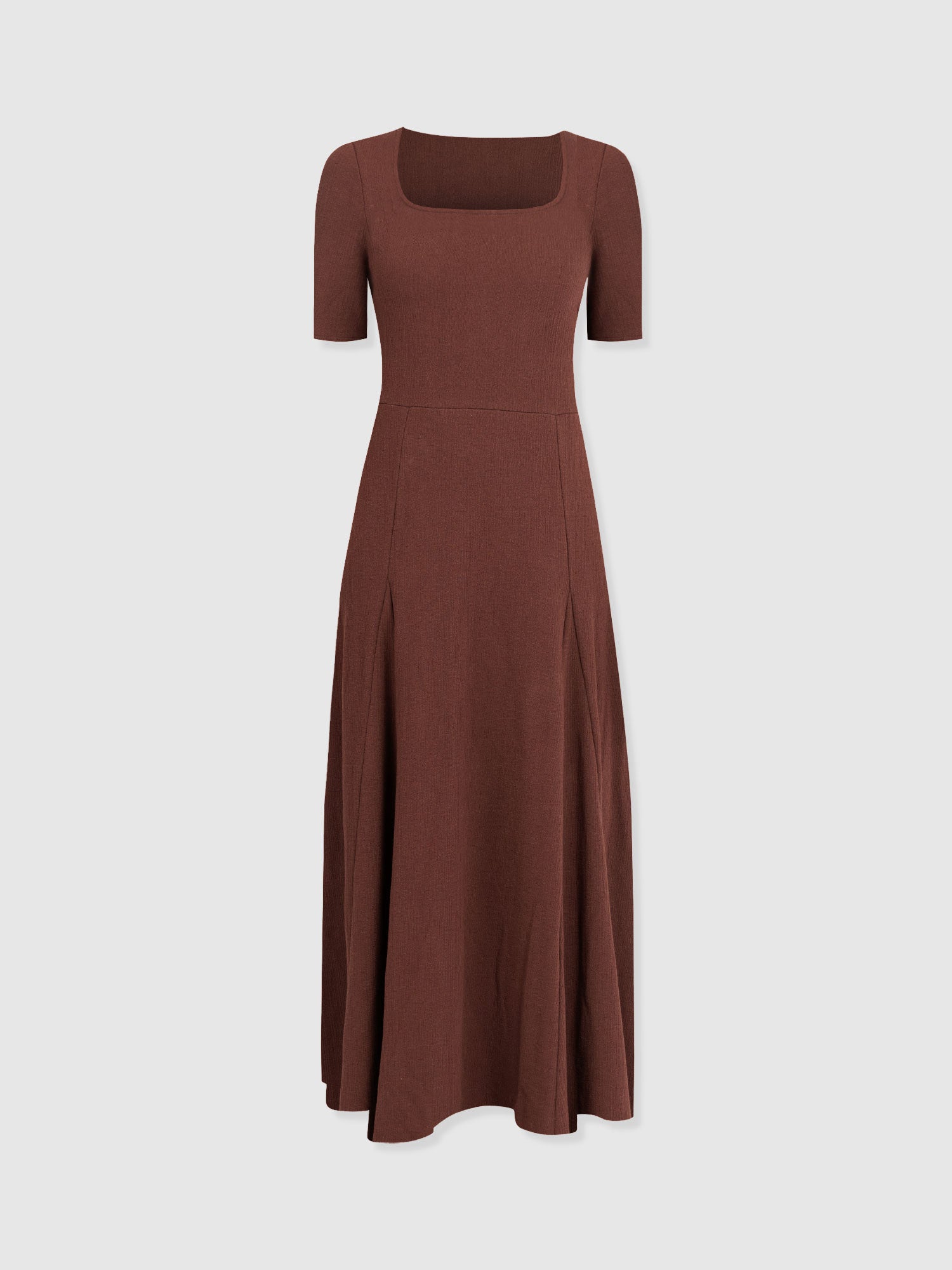 Akia Short Sleeve Dress - Maroon Textured